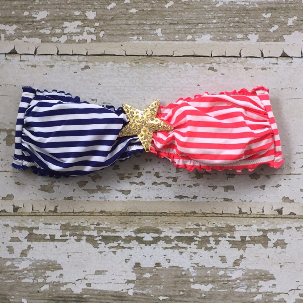 Victoria Secret bandeau bikini top red white blue